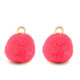 Pompom bedel met oog 10mm - Gold-hot pink